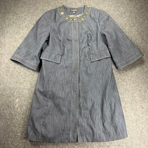 Isabella‎ Suits Denim Dress Jacket Studded Gold Detail Wear 12 Chambray Flaws